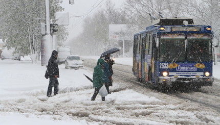 Снег в Днепре 20 сантиметров 