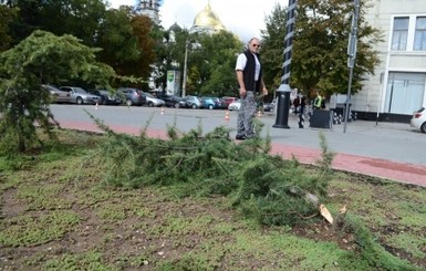 Вандалы снова растаскивают сквер 