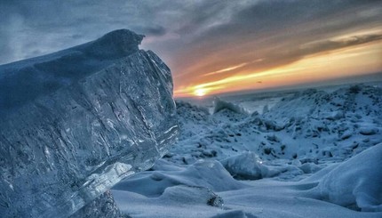 Кременчугское водохранилище превратилось в Антарктиду 