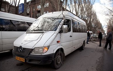 В центре Запорожье упавшая ветка разбила лобовое стекло маршрутки