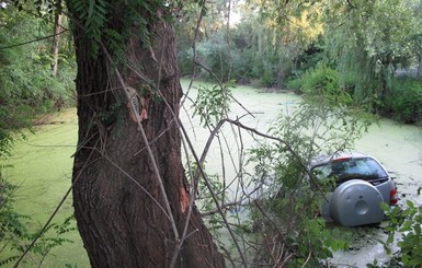 В Киеве пьяный водитель утопил в озере свой автомобиль