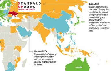 Стандарт энд Пуэрс повысило прогноз по рейтингу Украины 