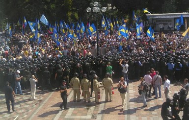 Под Радой начались драки митингующих с милицией: много раненых 