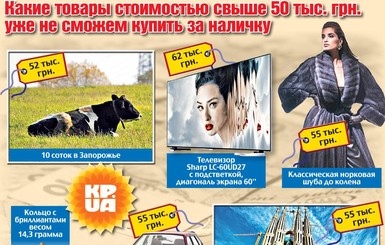 Какие товары стоимостью свыше 50 тысяч гривен уже не сможем купить за наличку