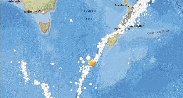 У берегов Новой Зеландии произошло землетрясение 