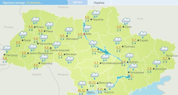 Север и запад Украины накроет снегом