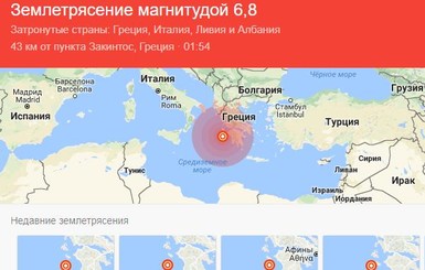 У берегов Греции произошло землетрясение и цунами