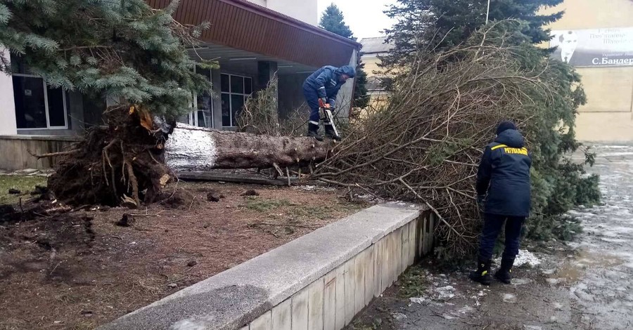 Февральский ураган на Прикарпатье содрал крыши со 101 здания, а в Черкассах - расплющило автобус