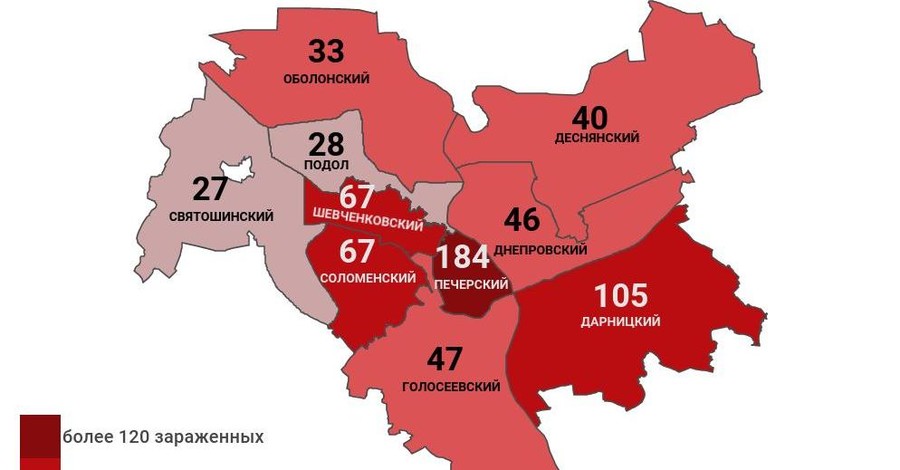 Коронавирус в Киеве по районам: заражены 644 человека