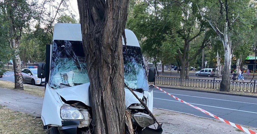 В Николаеве маршрутка протаранила дерево, госпитализировали девять пассажиров