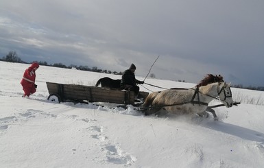 На Житомирщине больную девочку пришлось подвозить к скорой на повозке 