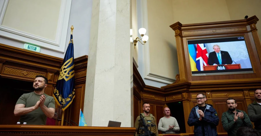 Борис Джонсон виступив у Раді з відеозв'язку, а Володимир Зеленський – особисто