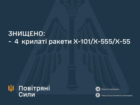 Во время ночной атаки РФ сбили четыре ракеты, остальные цели оказались ложными