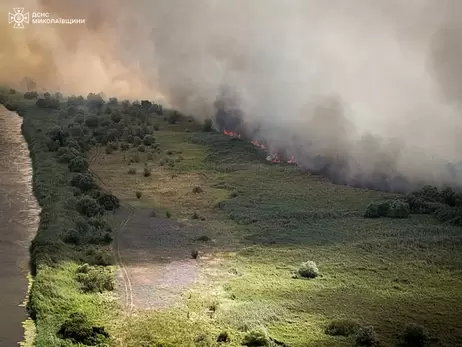 На Николаевщине горит Андреевское урочище, огонь задел жилые дома