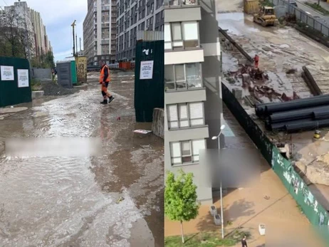 У Києві затопило ділянку будівництва метро на Виноградарі через прорив труби