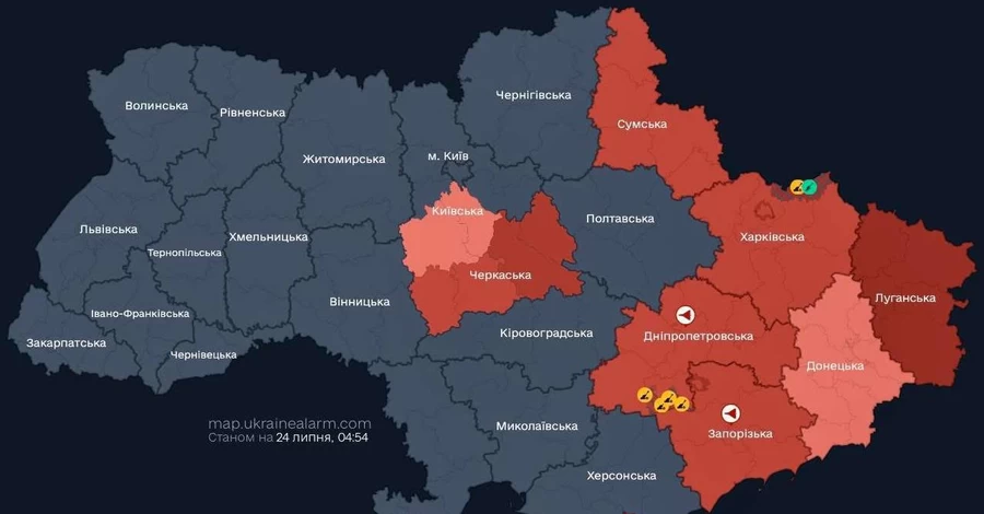 В Киевской области воздушную тревогу начали объявлять по районам
