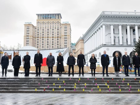 Зеленские с европейскими лидерами посетили Софийский собор и Майдан