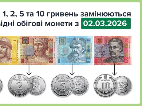 С сегодняшнего дня банкноты 1, 2, 5 и 10 гривен вышли из обращения