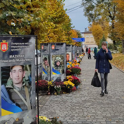 Аллея новейших героев Острога, погибших на войне. Фото: Ольга Кухарук