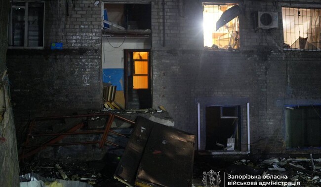 Российский удар по Запорожью в ночь на 26 листопада. Фото: t.me/ivan_fedorov_zp