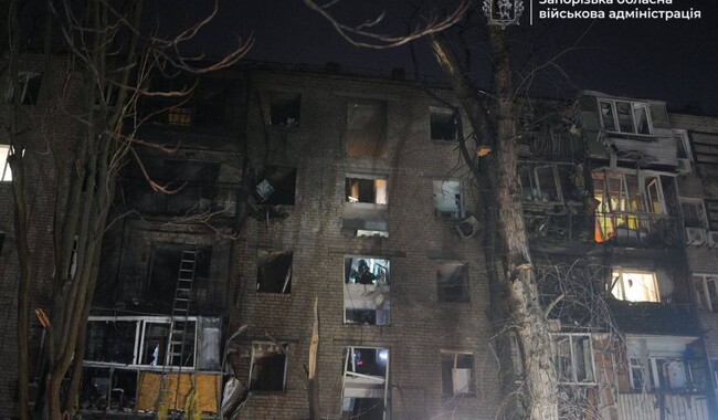 Российский удар по Запорожью в ночь на 26 листопада. Фото: t.me/ivan_fedorov_zp