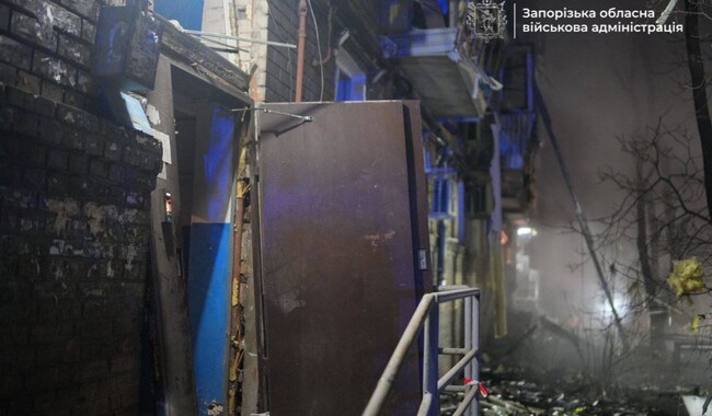 Российский удар по Запорожью в ночь на 26 листопада. Фото: t.me/ivan_fedorov_zp