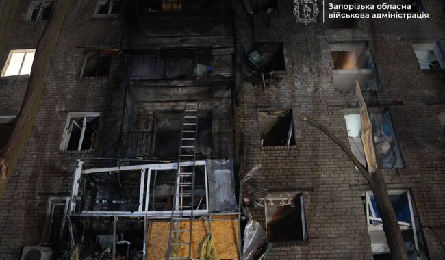 Российский удар по Запорожью в ночь на 26 листопада. Фото: t.me/ivan_fedorov_zp