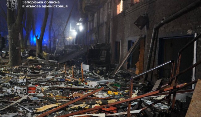 Российский удар по Запорожью в ночь на 26 листопада. Фото: t.me/ivan_fedorov_zp