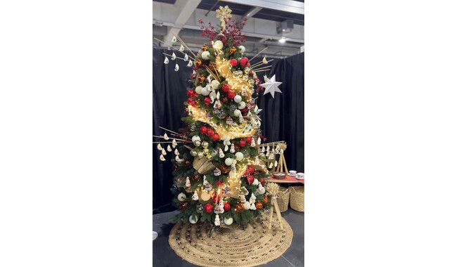 Ялинка-переможниця із солом`яною зіркою, очеретом замість гірлянд та варениками. Фото надане Мариною Гукасовою