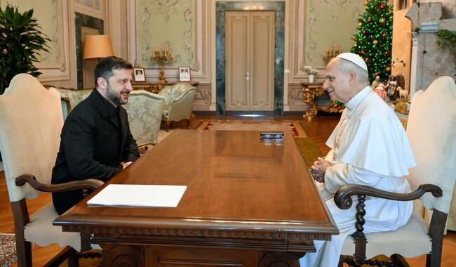 Зустріч Папи Лева XIV з Зеленським 9 грудня. Фото: t.me/V_Zelenskiy_official